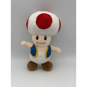 Nintendo Super Mario Toad Plush Toy White Red Doll Stuffed Animal